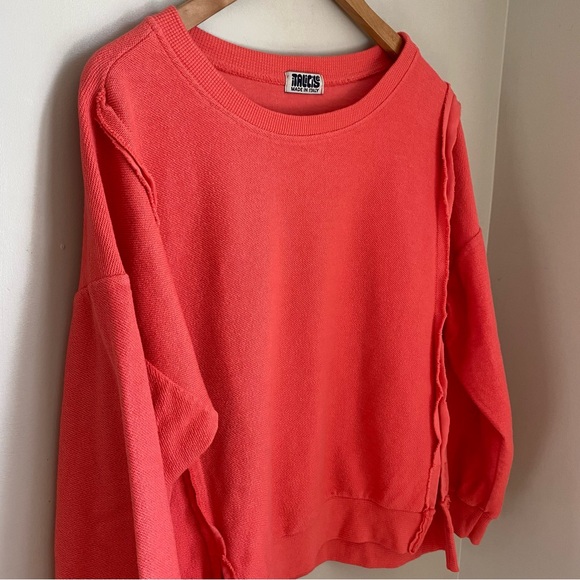 Caposhie iTALiCiSe Sweatshirt with Statement Sleeves and Raw Hem Details Pink - Picture 3 of 10